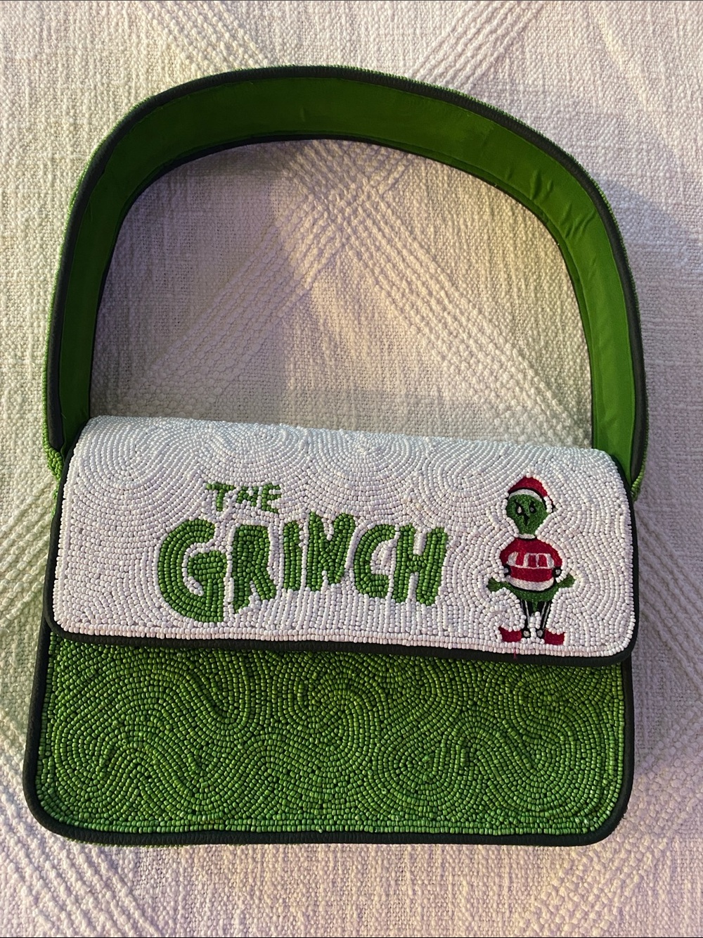 The Grinch Beaded Bag